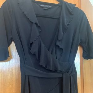 Black Ruffle Wrap Shirt
